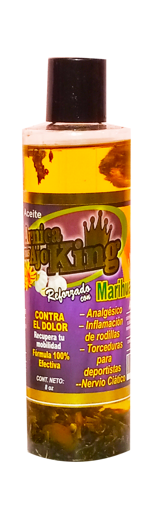 El aceite contra el dolor  Arnica Ajo King  Reforzado con Marihuanol