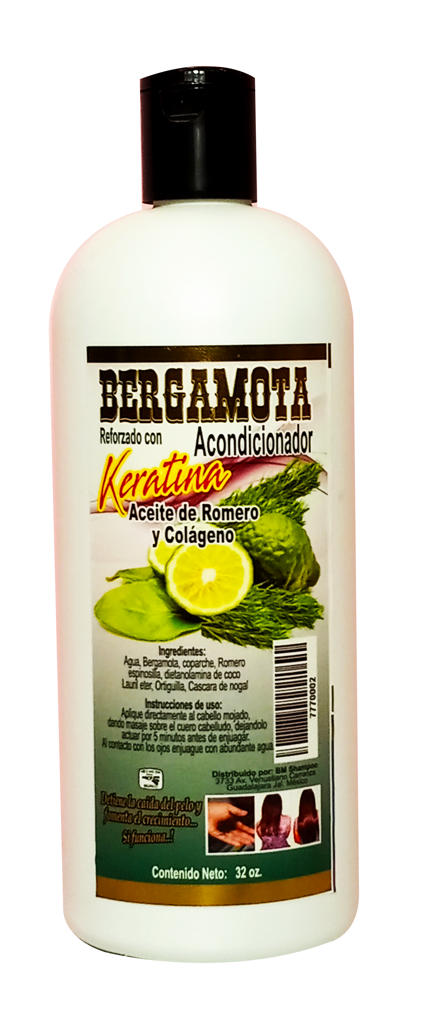 Acondicionador BERGAMOTA con Keratina Aceite de Romero y Colágeno