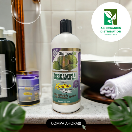 Kit Nutritivo Shampoo , Aceite y Leave in Conditioner de Bergamota Organico Reforzado con Keratina , Aceite de Romero y Colageno