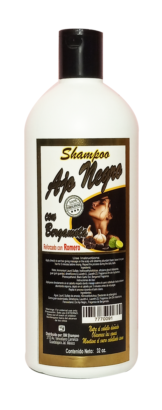 Shampoo de Ajo Negro con Bergamota y Romero.